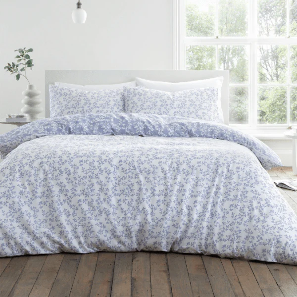 Bianca Shadow Leaves Blue 200TC Duvet Cover Set Double - Image 2