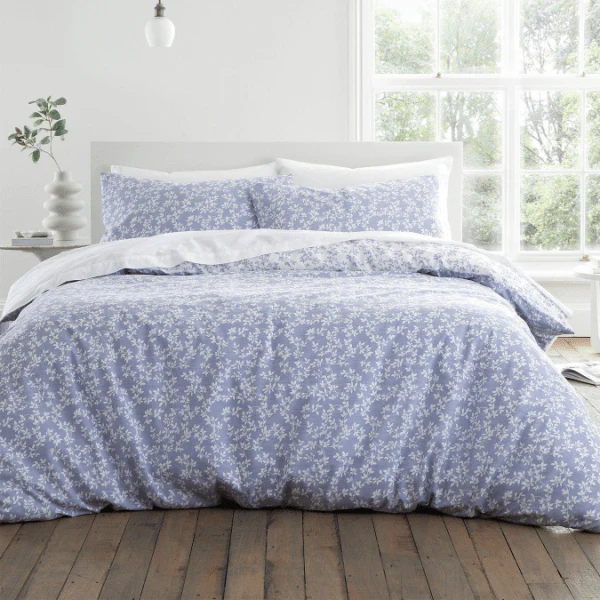 Bianca Shadow Leaves Blue 200TC Duvet Cover Set Single
