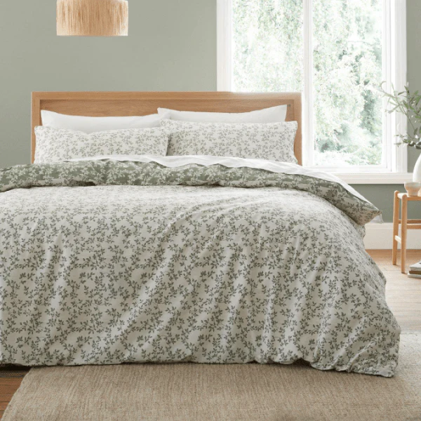 Bianca Shadow Leaves Green 200TC Duvet Cover Set Double - Image 2