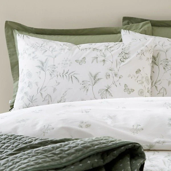 Bianca Thea Floral 200 Thread Count Cotton Green Reversible Duvet Cover Set – Super King - Image 2