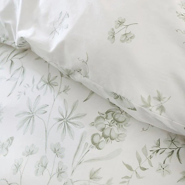 Bianca Thea Floral 200 Thread Count Cotton Green Reversible Duvet Cover Set – Super King - Image 3