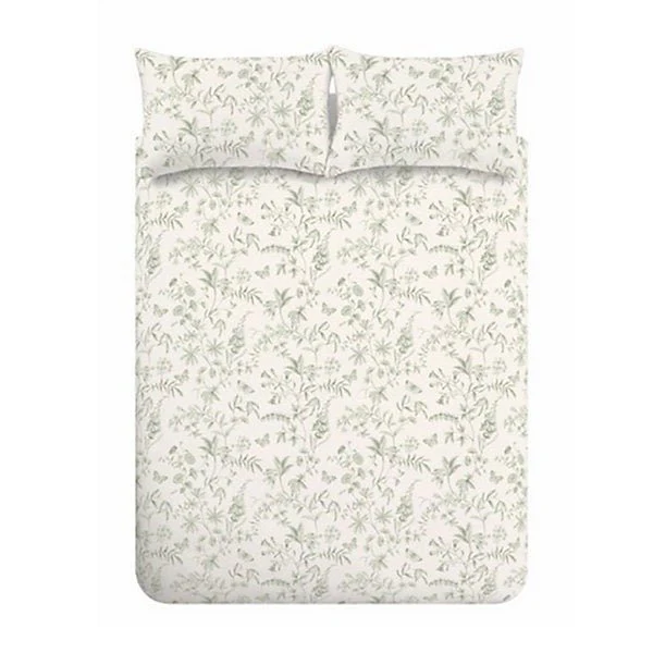 Bianca Thea Floral 200 Thread Count Cotton Green Reversible Duvet Cover Set – Super King - Image 5