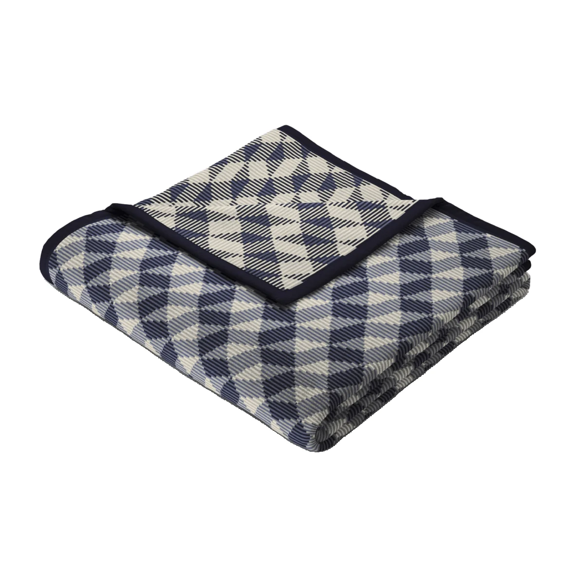 Biederlack Cotton Rich Angular Geo Navy Blanket 140 x 180cm