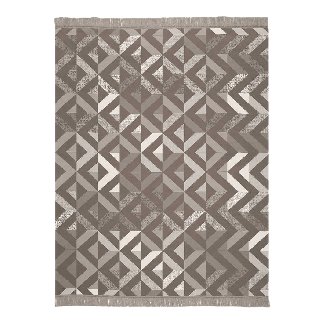 Biederlack Cotton Rich Blanket 140 x 180cm Textured Geo Neutral - Image 2
