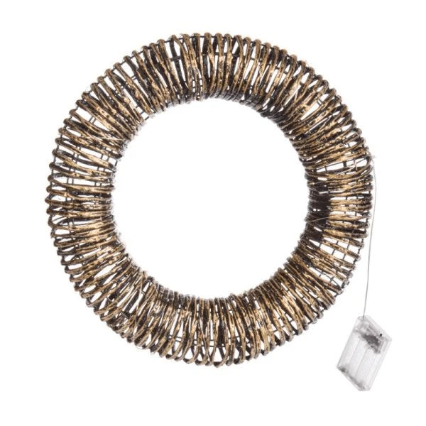 BlackGold Braid Wreath 40cm Battery Operated