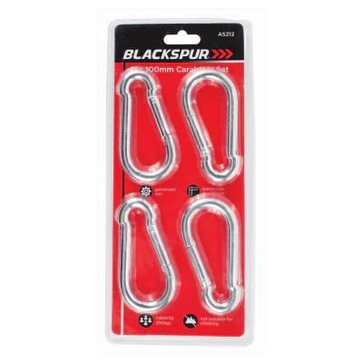 Blackspur 4pc 100mm Carabiner Set
