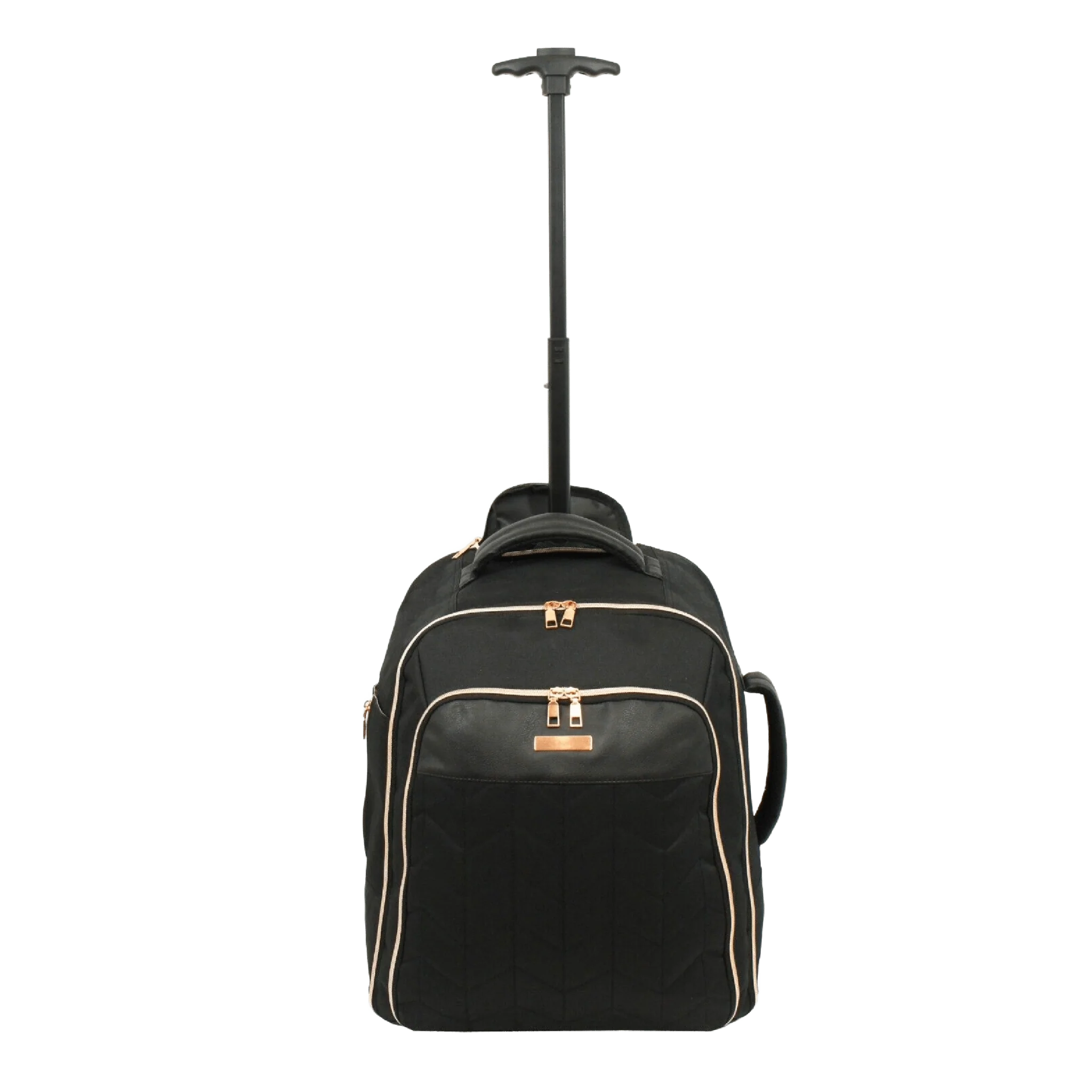 BordLite Cabin-sized Rucksack on Wheels Black & Rose Gold
