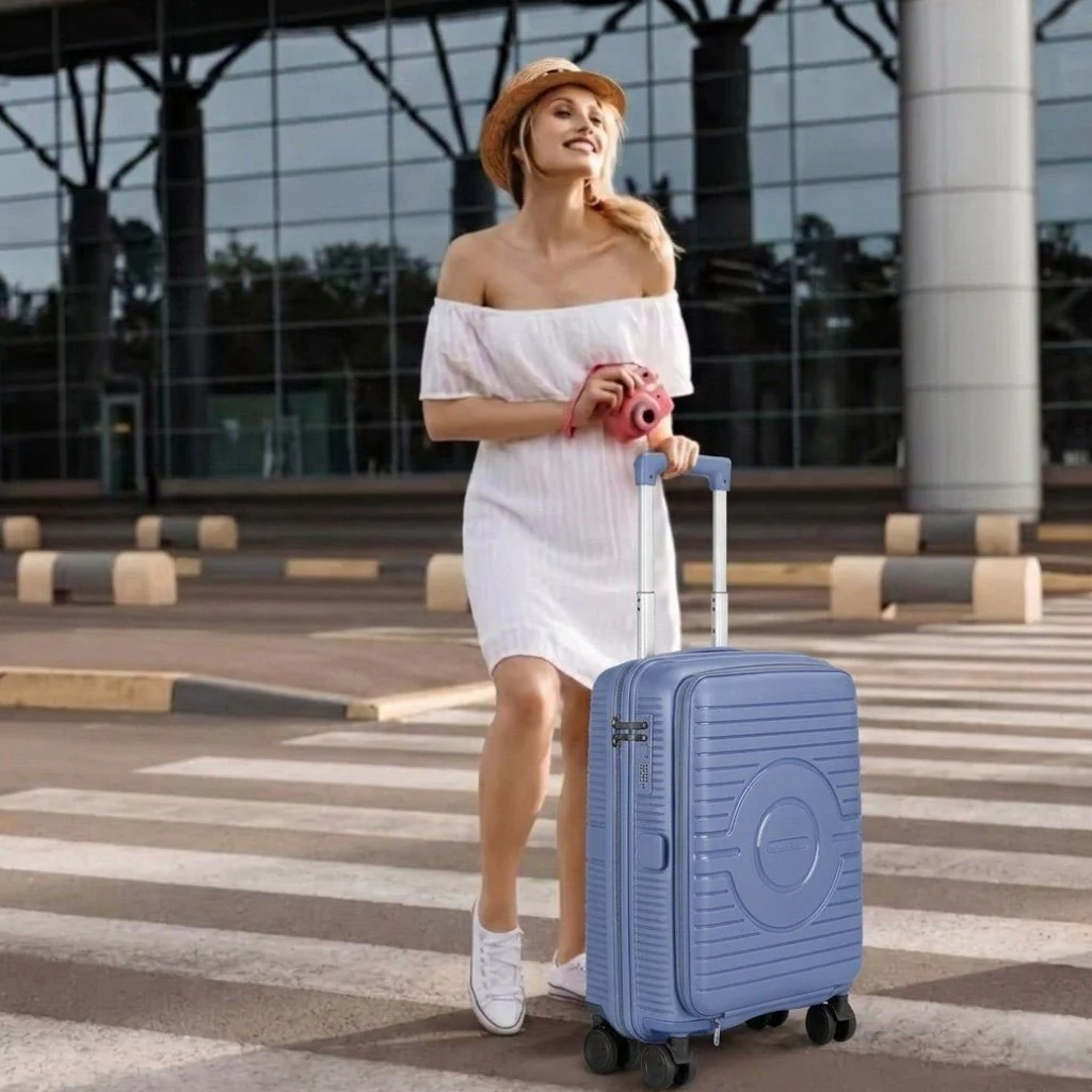Bordlite Hardshell Suitcase with Laptop Compartment 55 x 37 x 24cm – Blue - Image 2