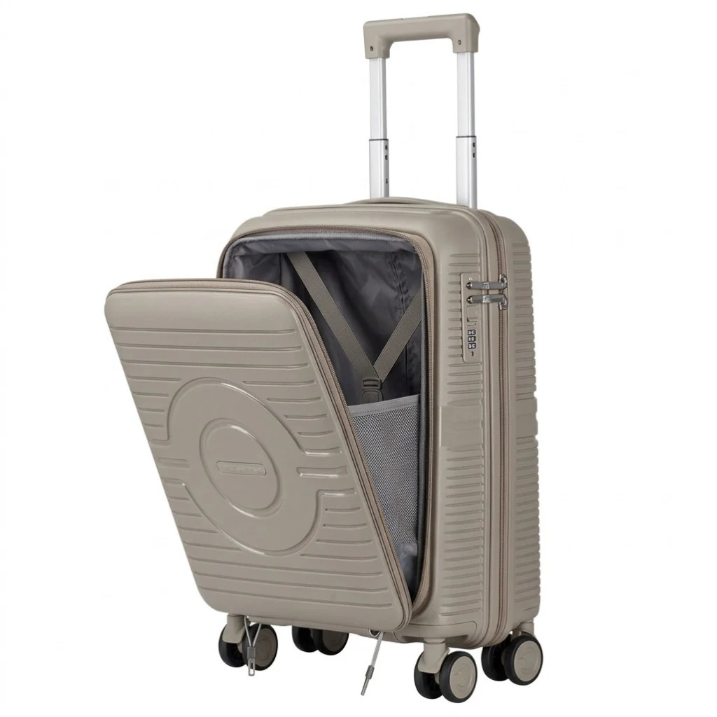 Bordlite Hardshell Suitcase with Laptop Compartment 55 x 37 x 24cm – Stone
