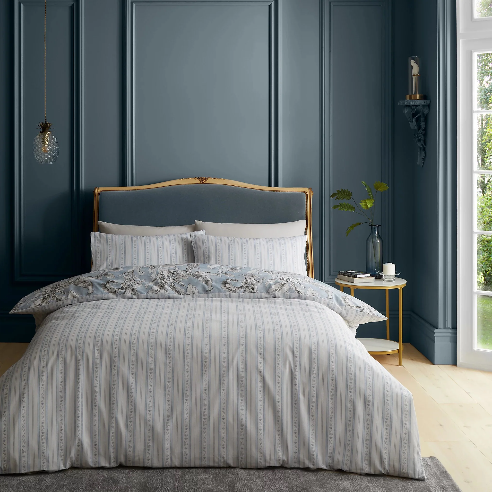 Bridgerton By Catherine Lansfield Regal Floral Blue Duvet Set - Kingsize - Image 2