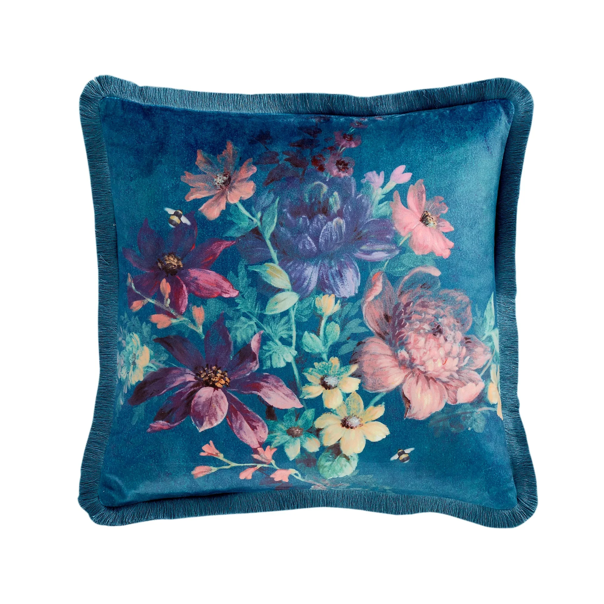 Bridgerton By Catherine Lansfield Romantic Floral Teal Cushion 45x45cm - Image 2