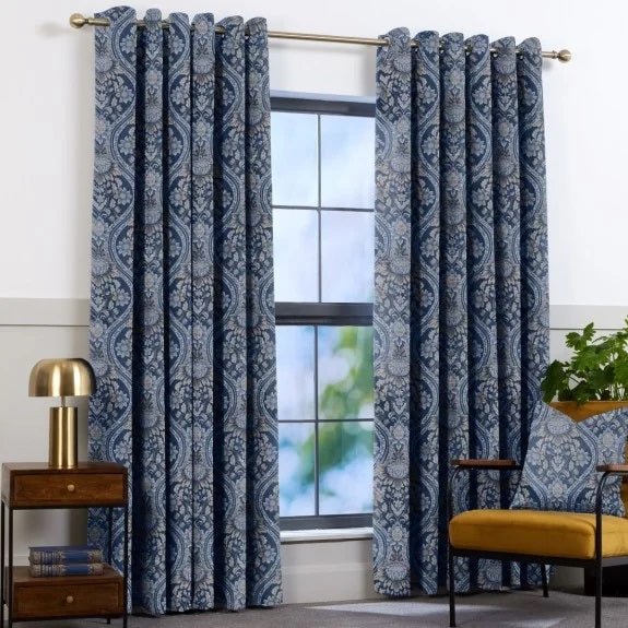 Brompton Navy 90 x 90 Eyelet Curtains