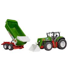 Bruder Roadmax Tractor W/Front Loader & Tipping Trailer - Image 2