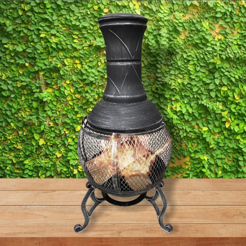 Brushed Pewter Effect Chimenea/Firepit