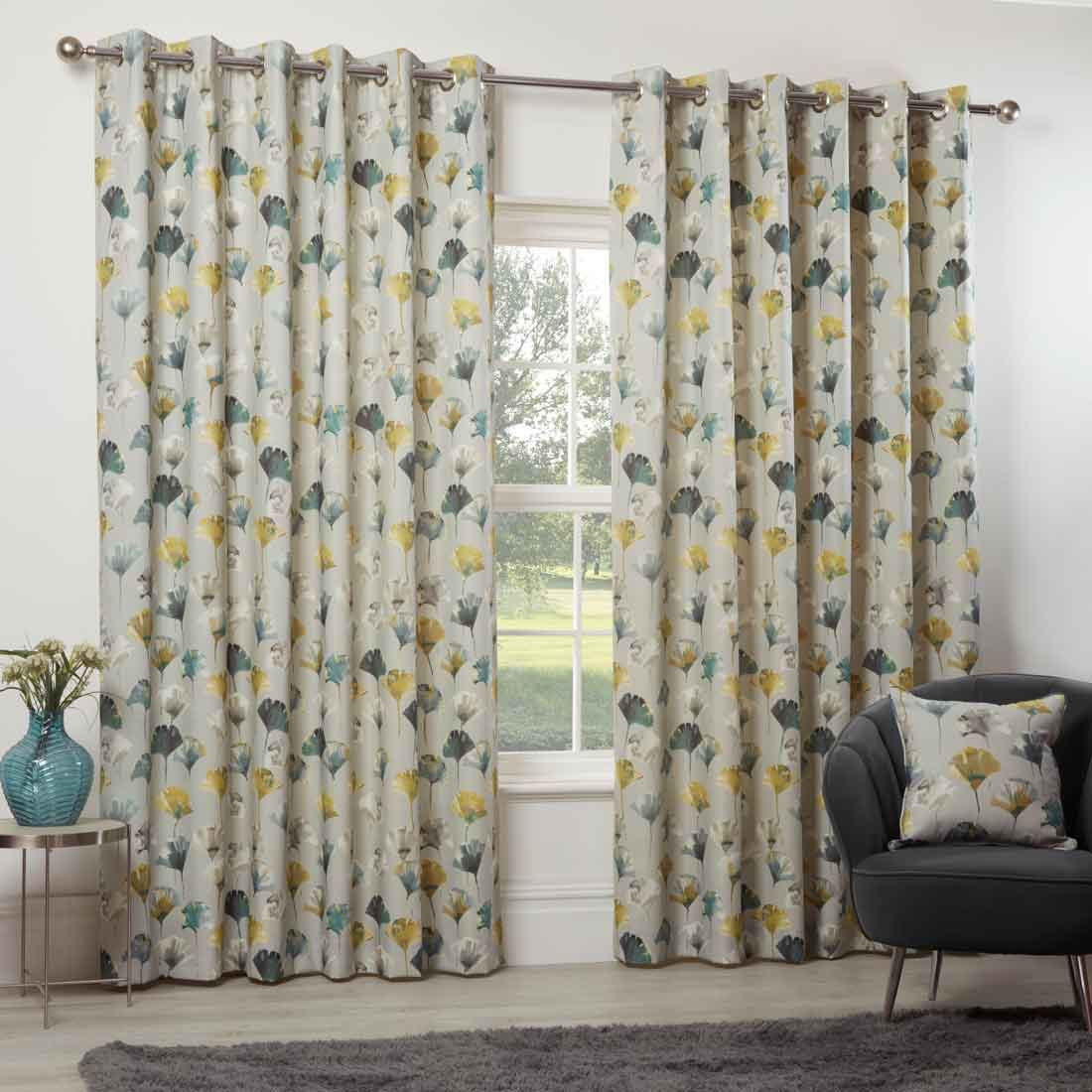 Camarillo Chartreuse Eyelet Curtains 90 x 90
