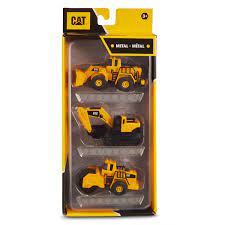 Cat Metal 3Pk Wheel Loader/Steam Roller/Excavator
