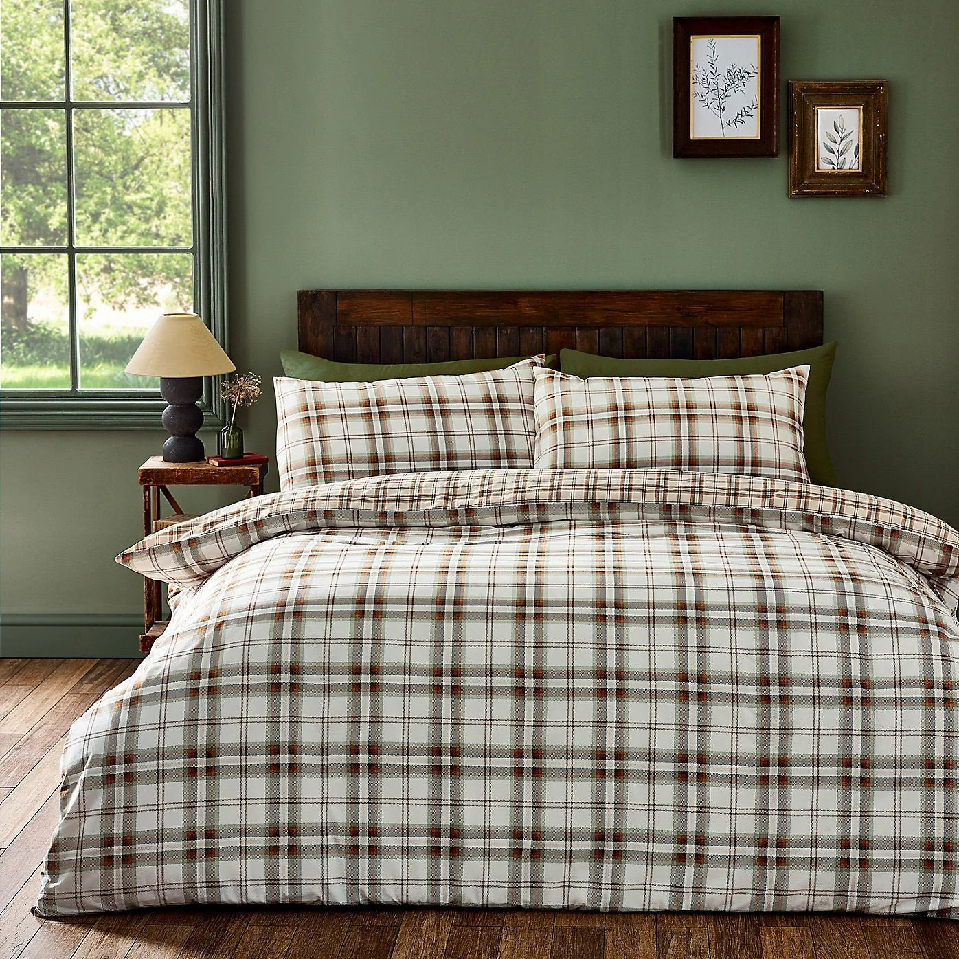 Catherine Lansfield Bedding Kelso Check Duvet Set Burnt Orange - Double