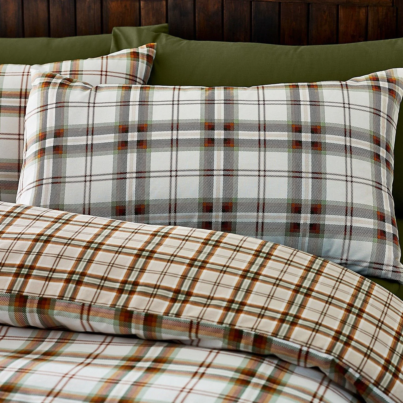 Catherine Lansfield Bedding Kelso Check Duvet Set Burnt Orange - Double - Image 3