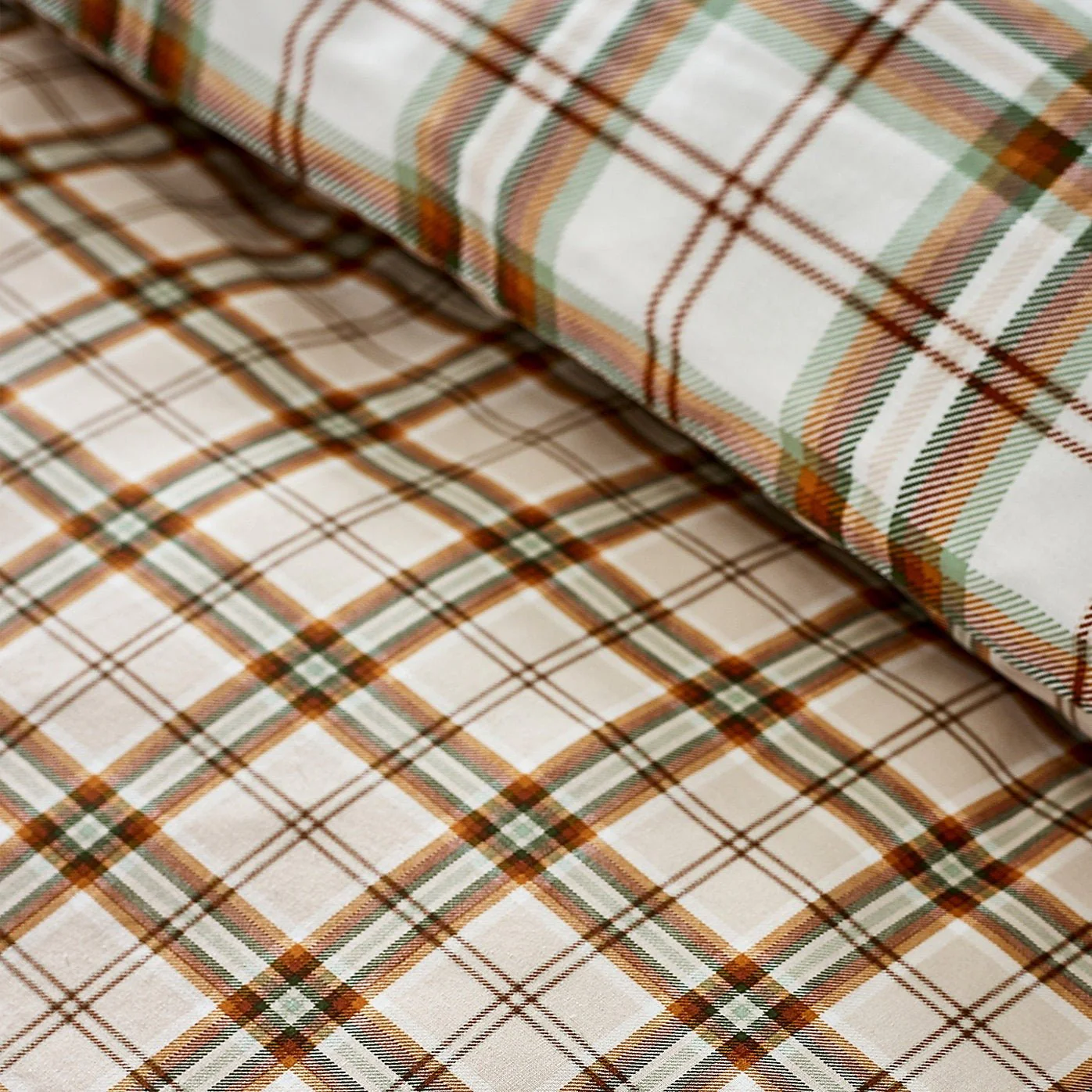Catherine Lansfield Bedding Kelso Check Duvet Set Burnt Orange - Kingsize - Image 4