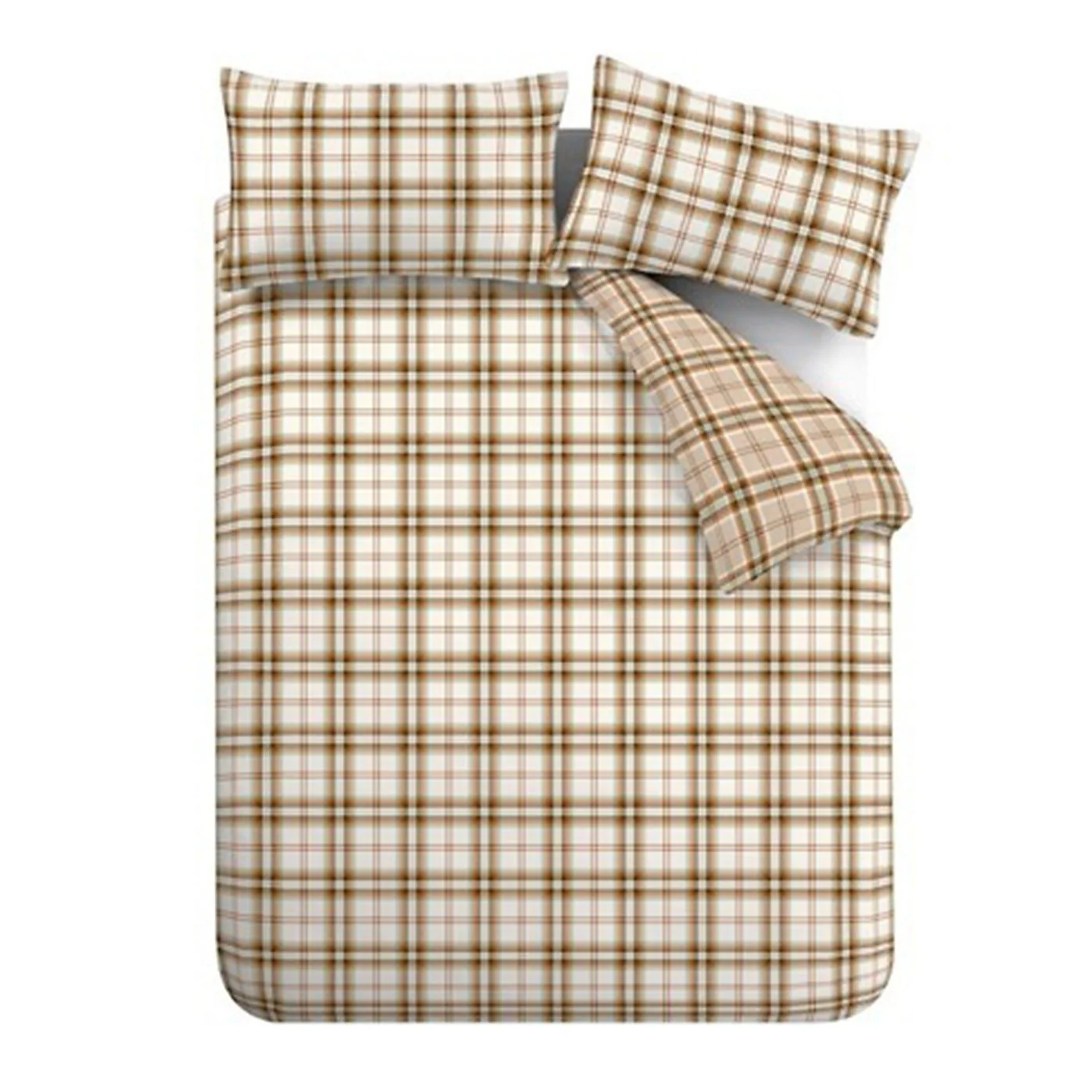 Catherine Lansfield Bedding Kelso Check Duvet Set Burnt Orange - Kingsize - Image 5