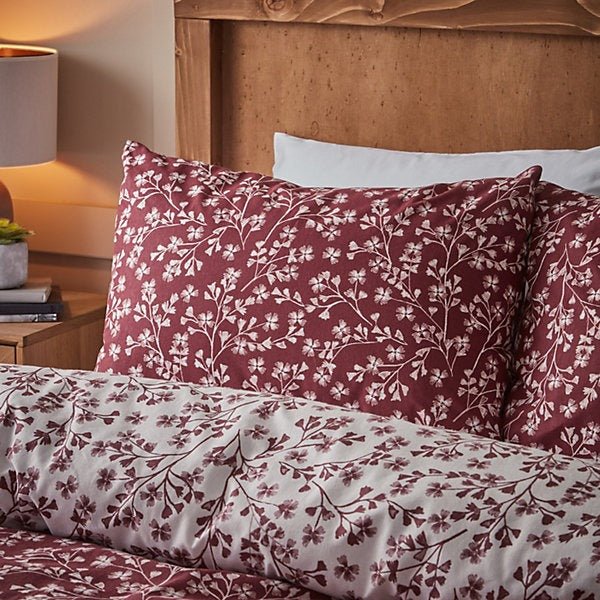 Catherine Lansfield Brushed Cotton Grace Floral Leaf Reversible Duvet Cover Set – King - Image 3