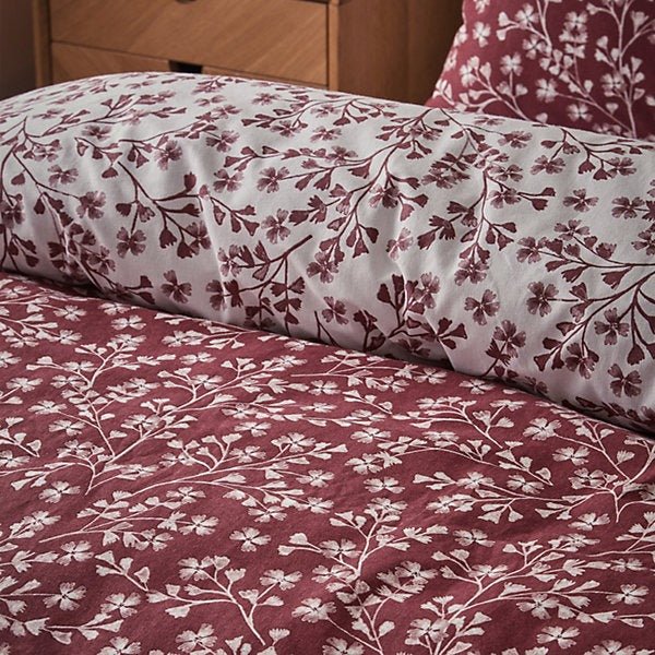Catherine Lansfield Brushed Cotton Grace Floral Leaf Reversible Duvet Cover Set – King - Image 4