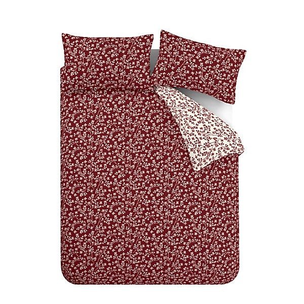 Catherine Lansfield Brushed Cotton Grace Floral Leaf Reversible Duvet Cover Set – King - Image 5