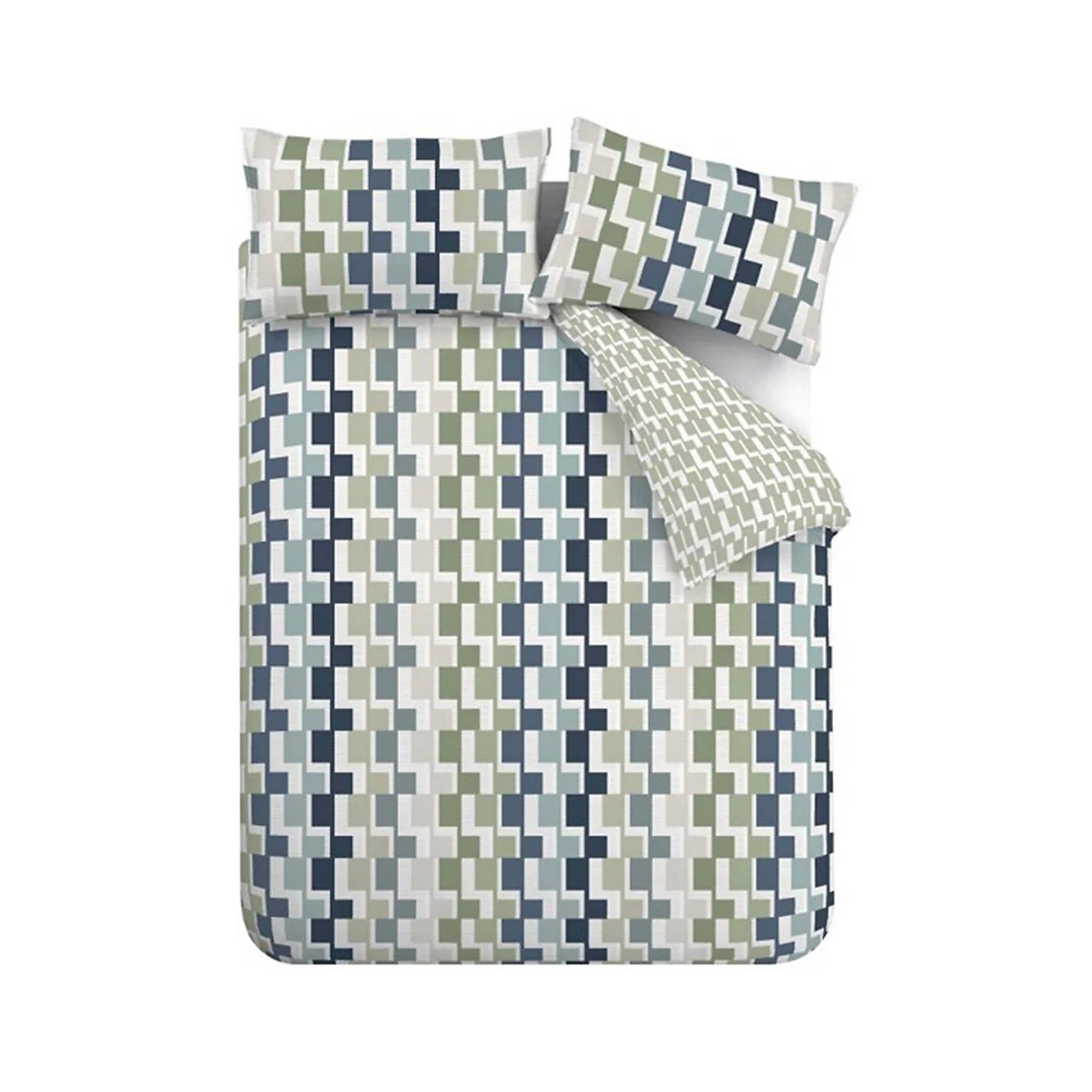 Catherine Lansfield Bryson Blue Reversible Duvet Cover Set – Single - Image 4