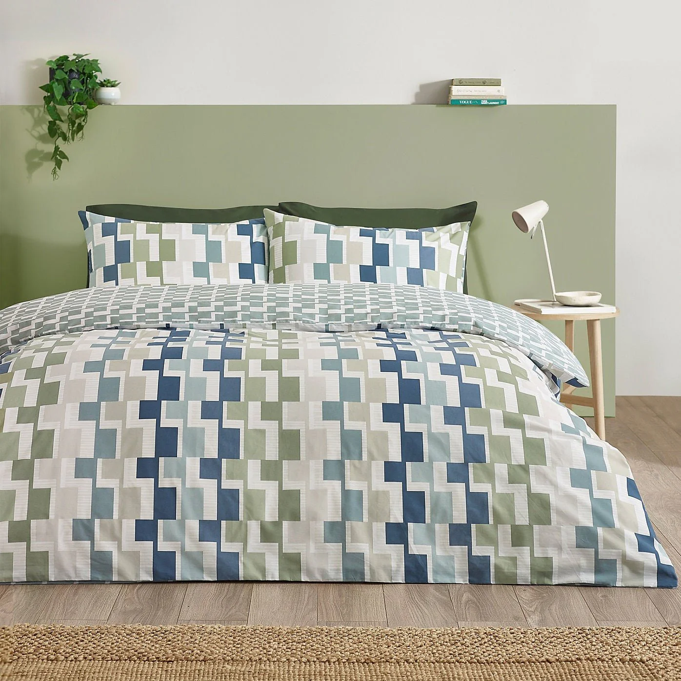 Catherine Lansfield Bryson Blue Reversible Duvet Cover Set – Superking