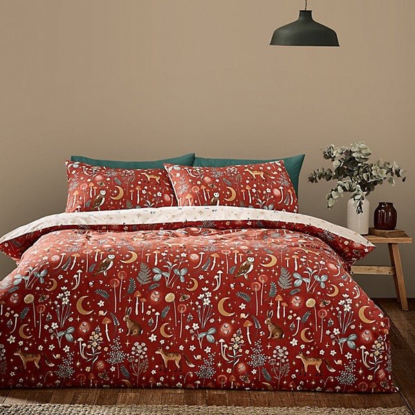 Catherine Lansfield Burnt Orange Enchanted Twilight Animals Duvet Cover Set – Single