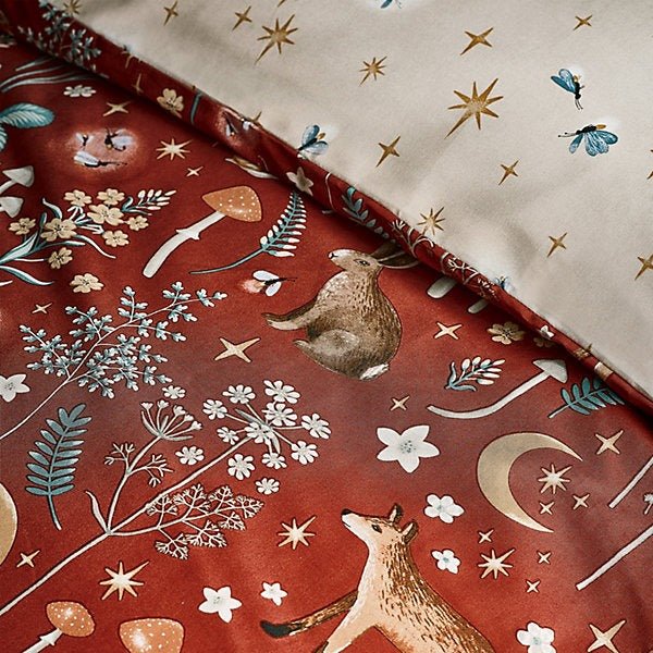 Catherine Lansfield Burnt Orange Enchanted Twilight Animals Duvet Cover Set – Single - Image 4