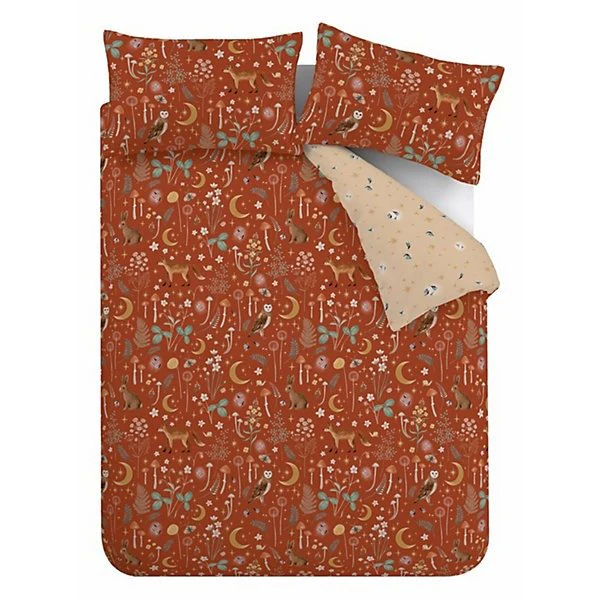 Catherine Lansfield Burnt Orange Enchanted Twilight Animals Duvet Cover Set – Single - Image 5