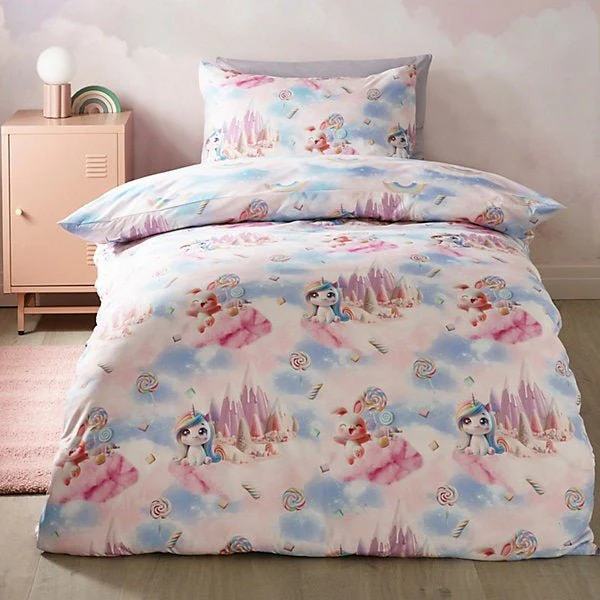 Catherine Lansfield Candy Pink Unicorn So Soft Reversible Duvet Cover Set – Double