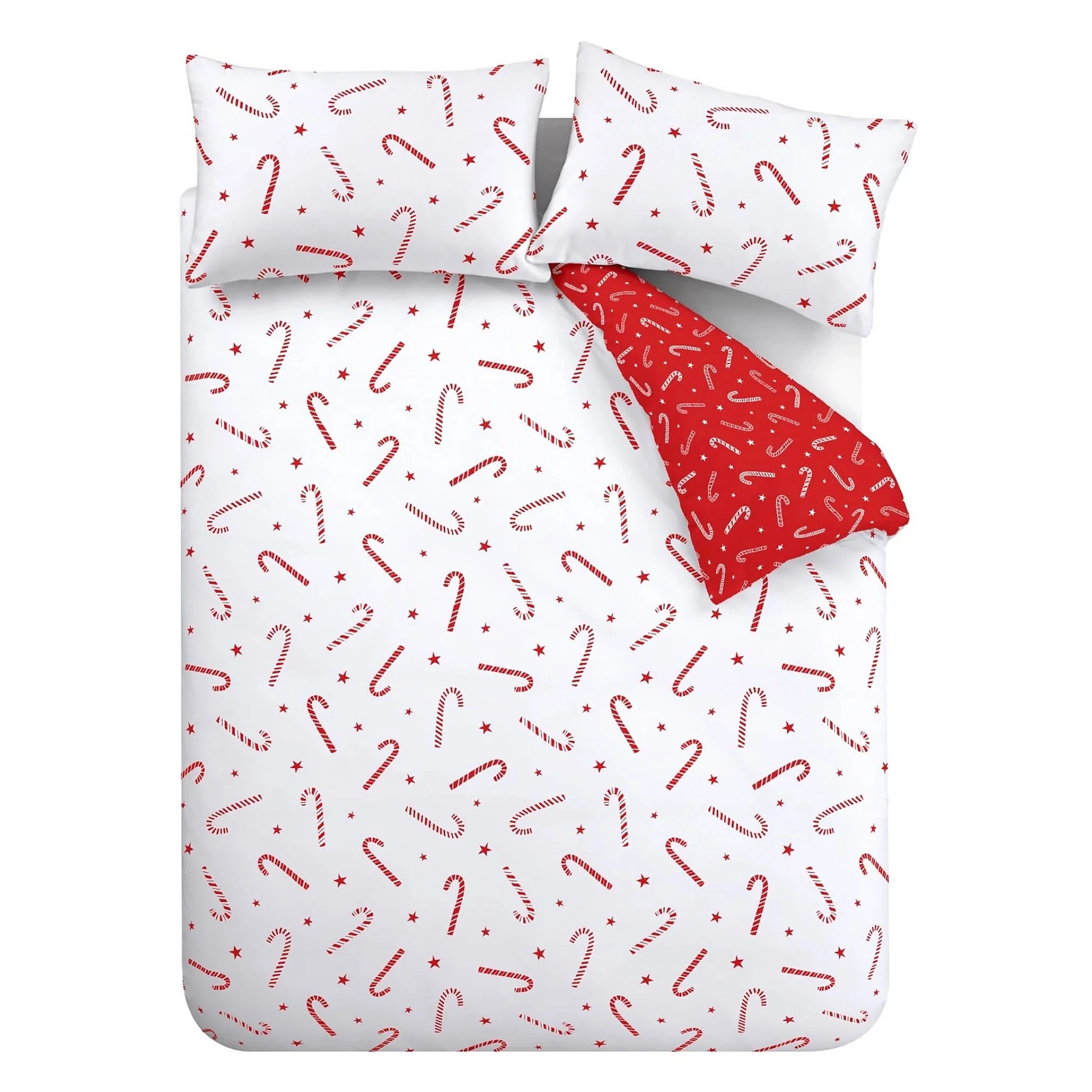Catherine Lansfield Christmas Candy Cane Reversible Duvet Set - Kingsize - Image 3