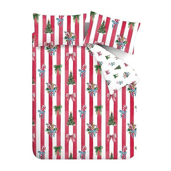 Catherine Lansfield Christmas Stripe Reversible Duvet Cover Set – Super King - Image 5