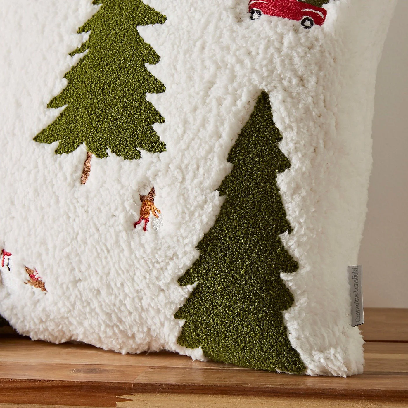 Catherine Lansfield Cosy Boucle Christmas Tree Cushion – Neutral - Image 3