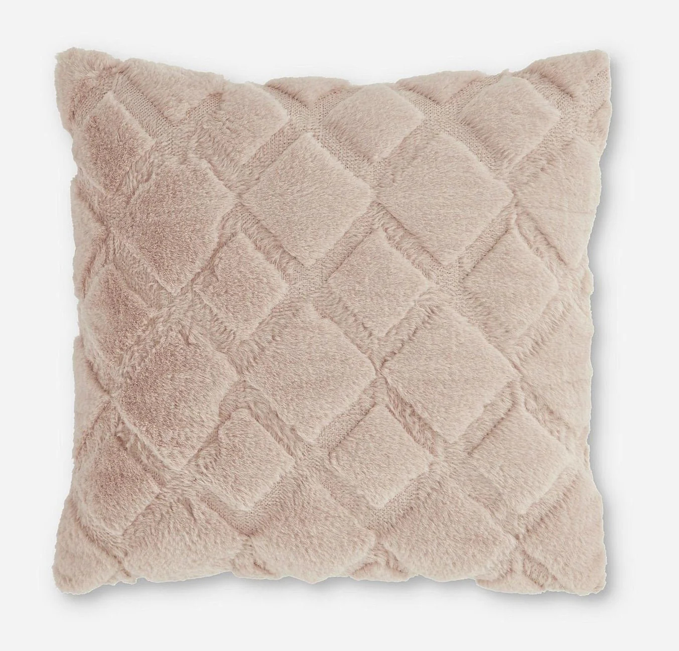 Catherine Lansfield Cosy Diamond Cushion in Blush 43 x 43cm - Image 2