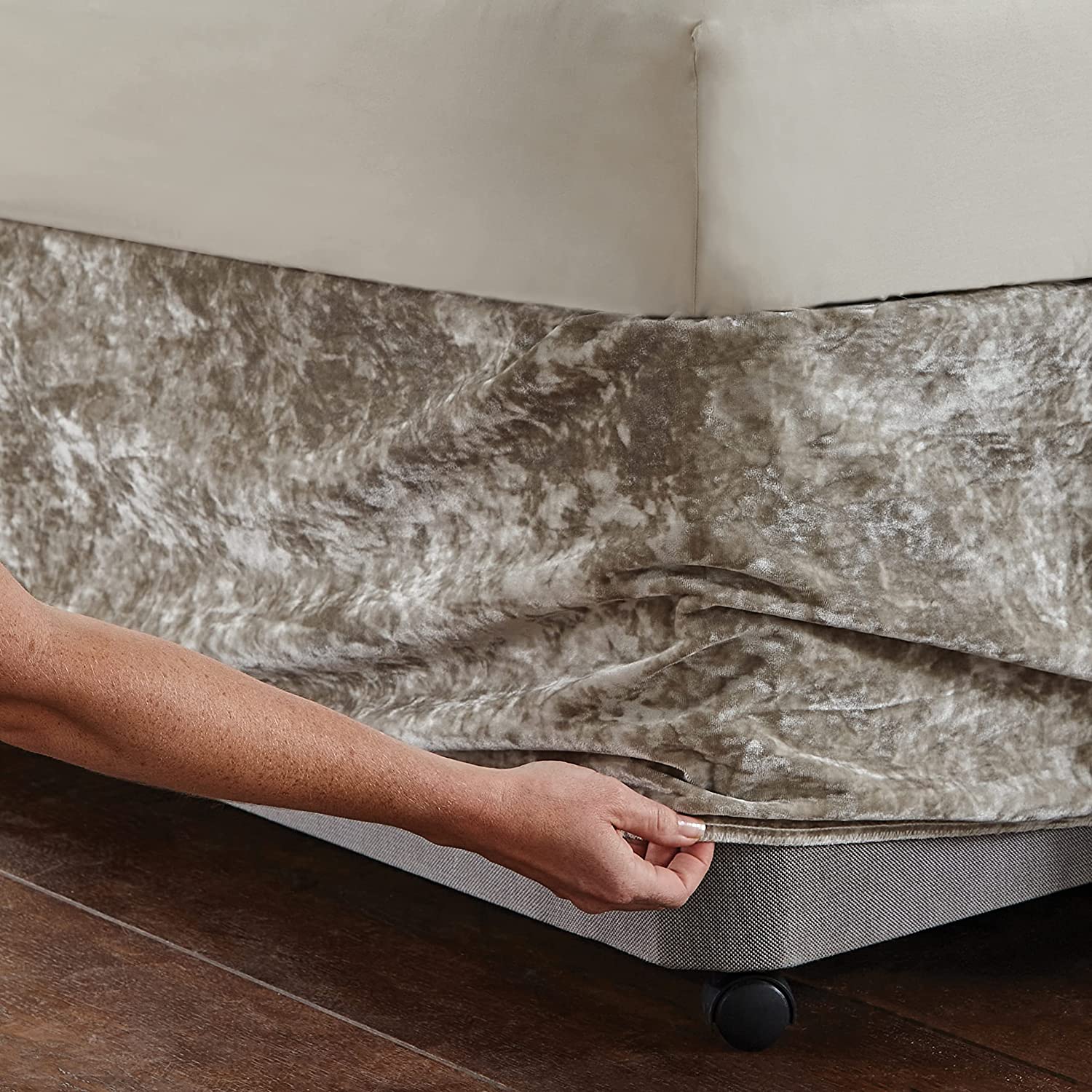 Catherine Lansfield Crushed Velvet Double Divan Base Wrap Natural - Image 2