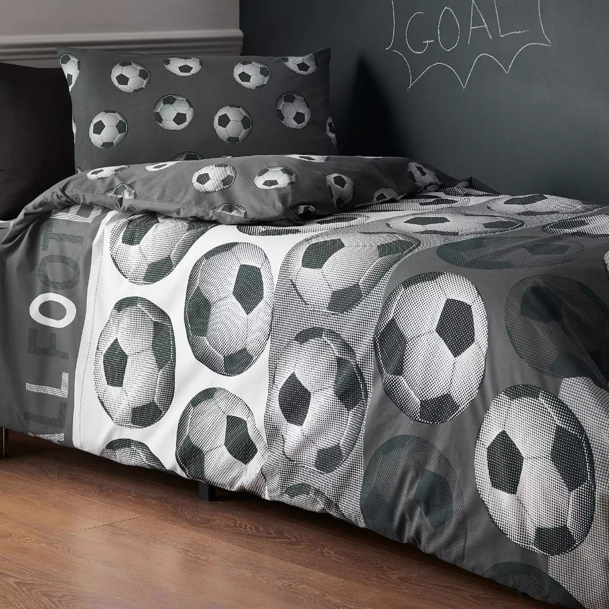 Catherine Lansfield Football Duvet Set Grey - Double