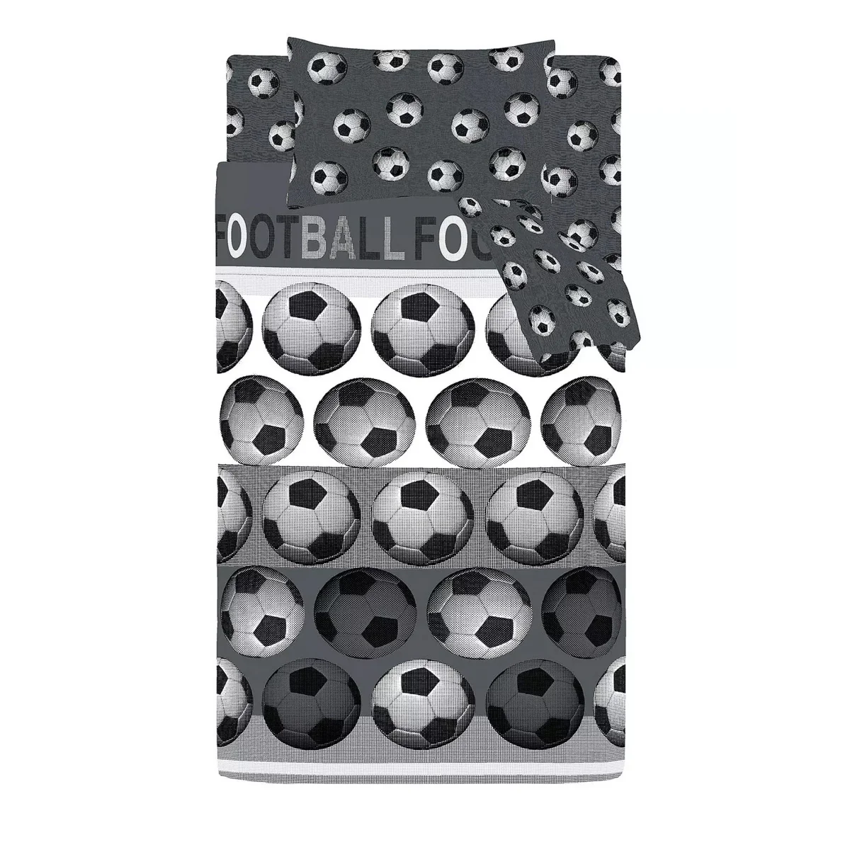 Catherine Lansfield Football Duvet Set Grey - Double - Image 3