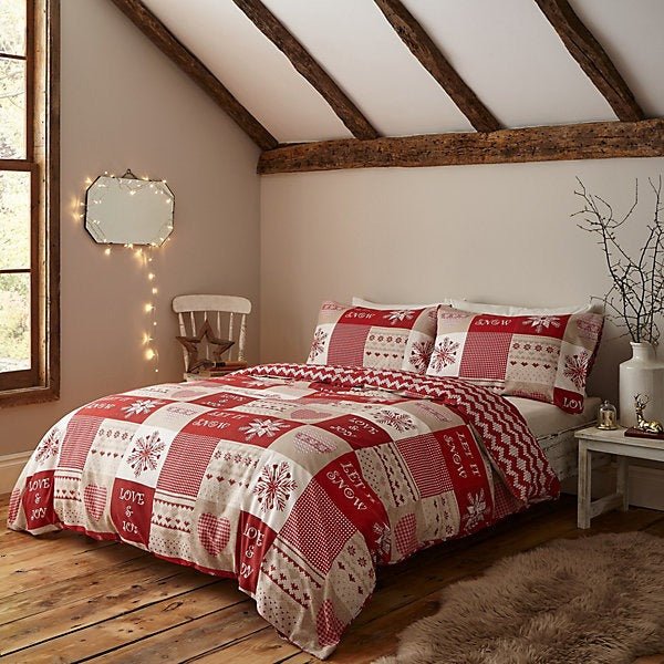 Catherine Lansfield Let It Snow Red Christmas Duvet Cover Set – Single