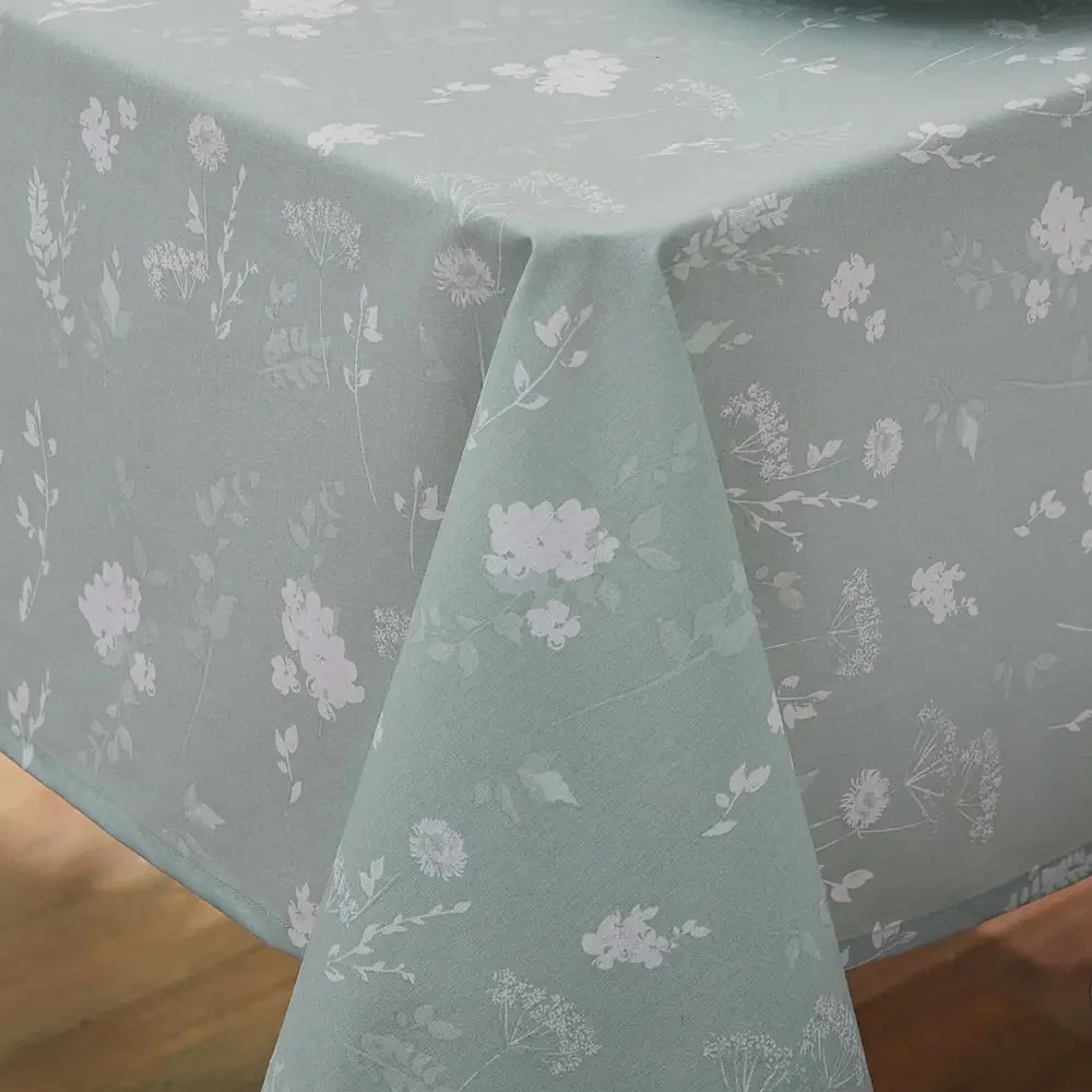 Catherine Lansfield Meadowsweet Floral 137 x 229cm Tablecloth Green/White - Image 2