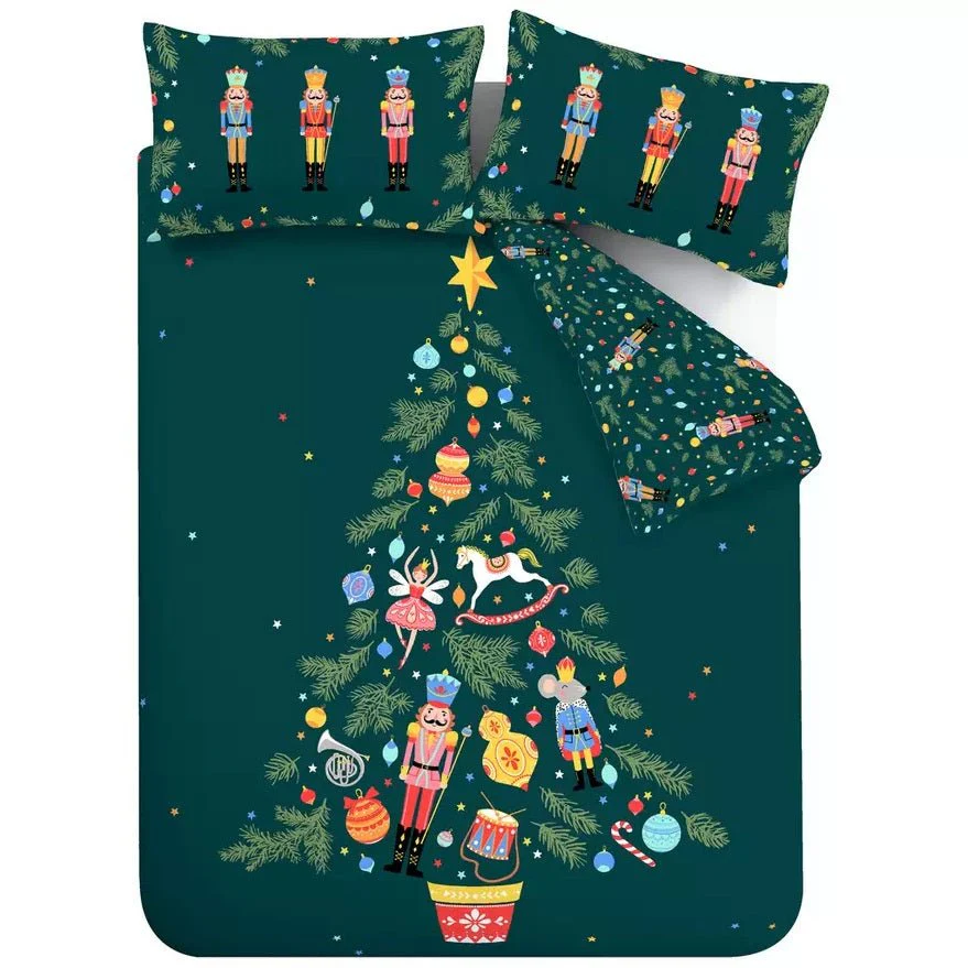 Catherine Lansfield Nutcracker Green Duvet Set - Double - Image 2