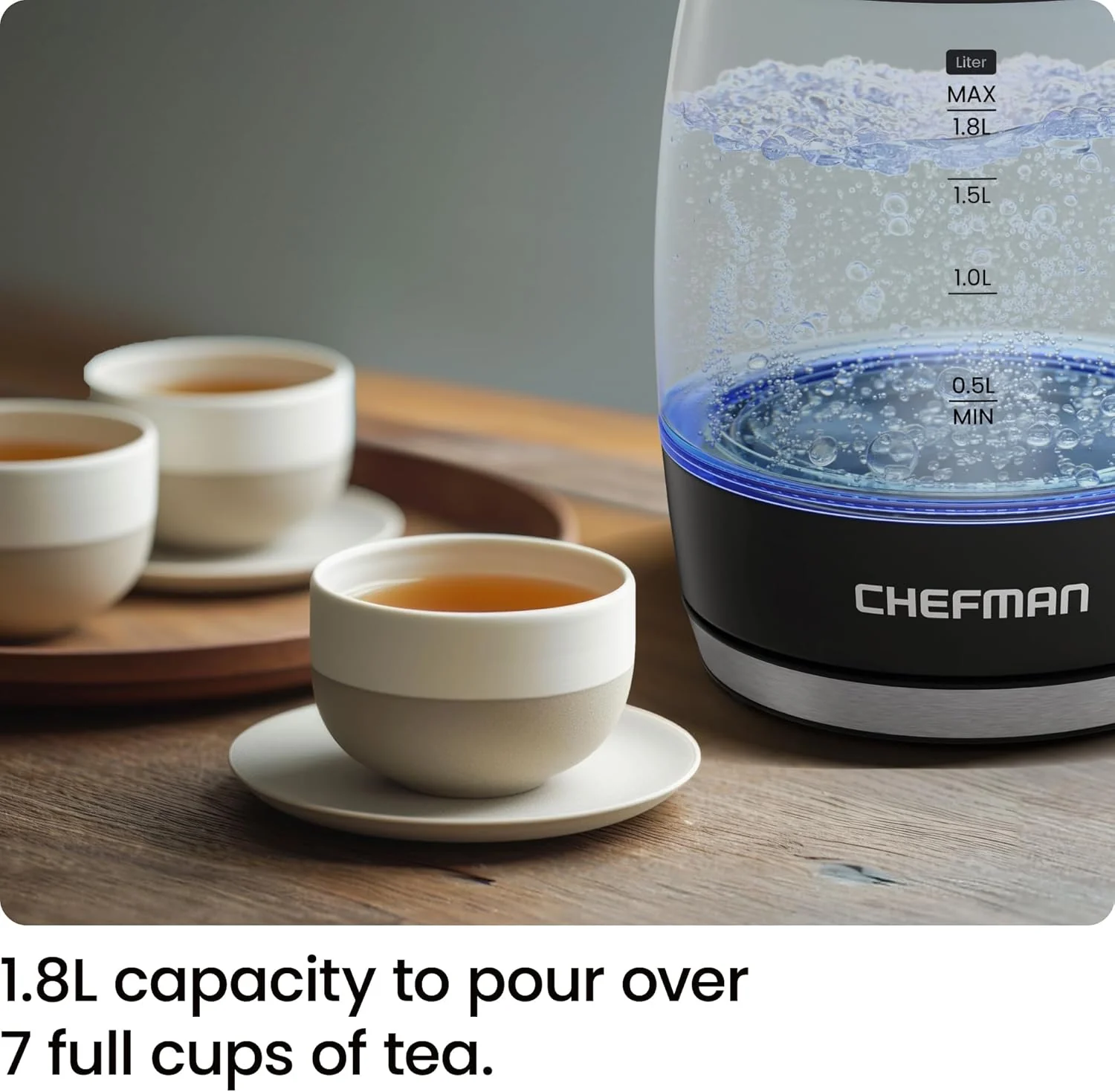 Chefman Fast-Boil 1.8L Electric Glass Kettle | RJ11-18-CTI-UK - Image 3