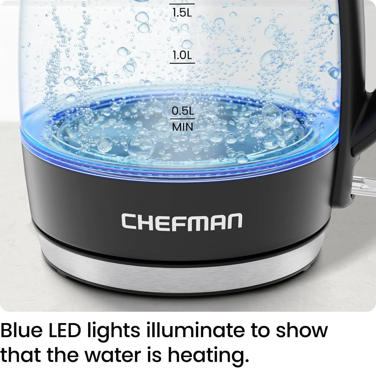 Chefman Fast-Boil 1.8L Electric Glass Kettle | RJ11-18-CTI-UK - Image 4