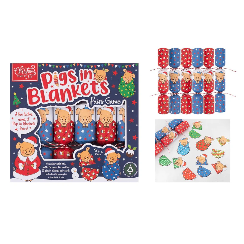 Christmas 6 Pigs In Blankets Game 9" Crackers