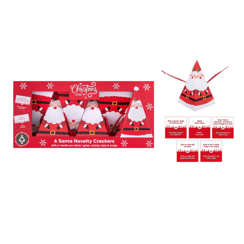 Christmas 6 Santa Novelty Crackers