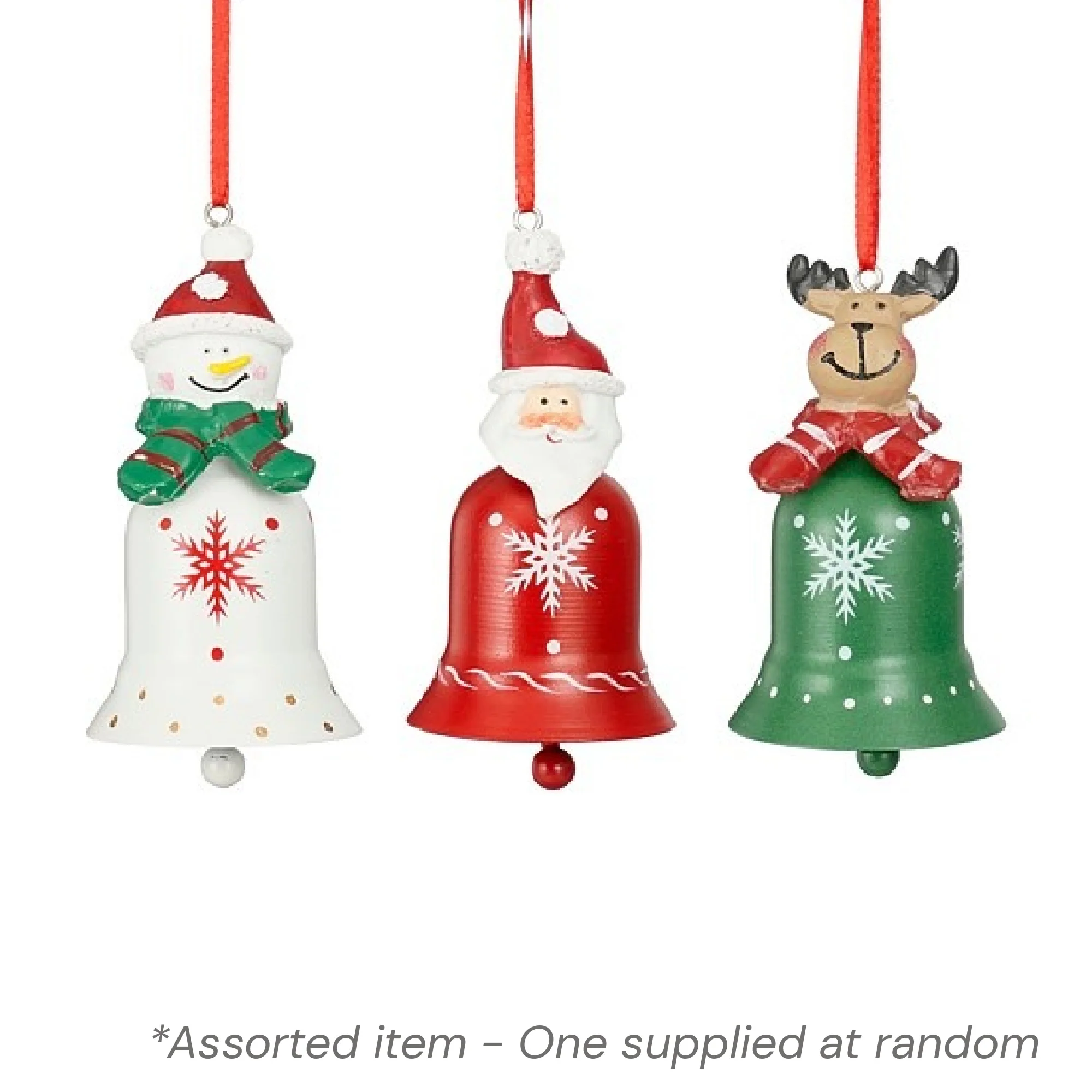 Christmas Bell Bauble 10cm Assorted - One Supplied*