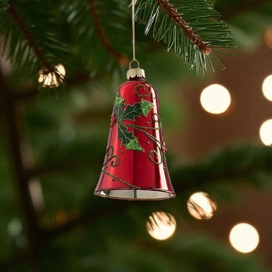 Christmas Bell Bauble Red 11 x 7.5cm