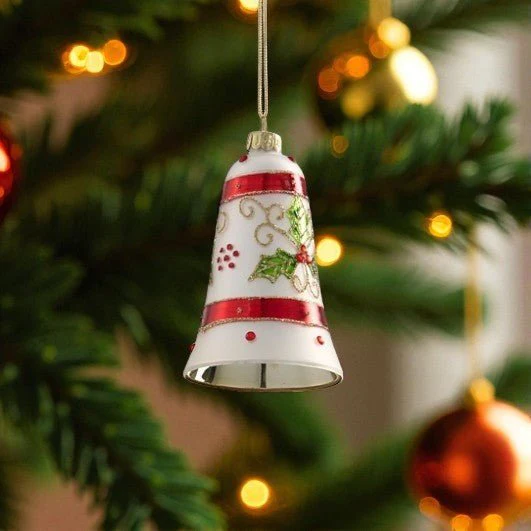 Christmas Bell Bauble White 11 x 7.5cm